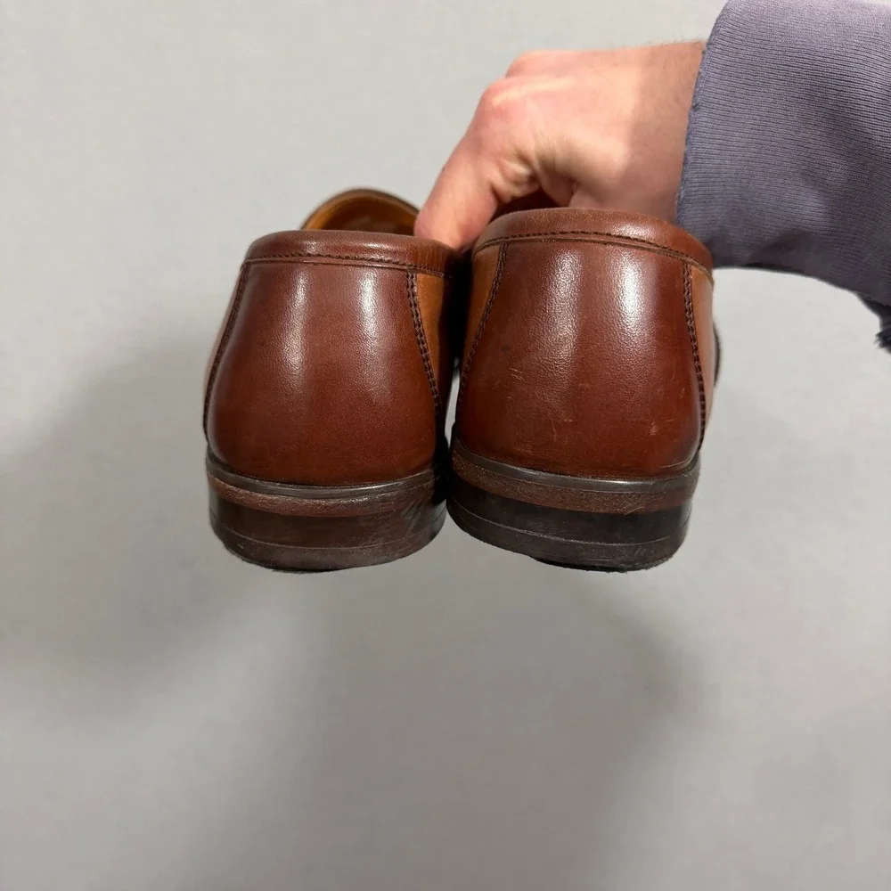 French Shriner Loafers Men 9.5 W Brown Boca Tassel Kiltie Two Tone Leather Shoes